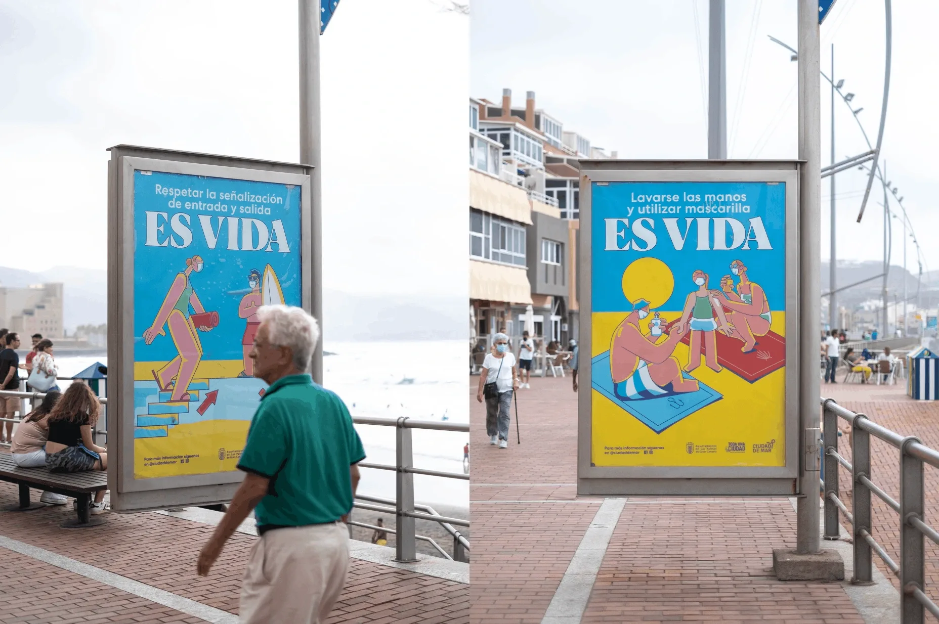 "Es Vida" campaign on seafront promenade billboards