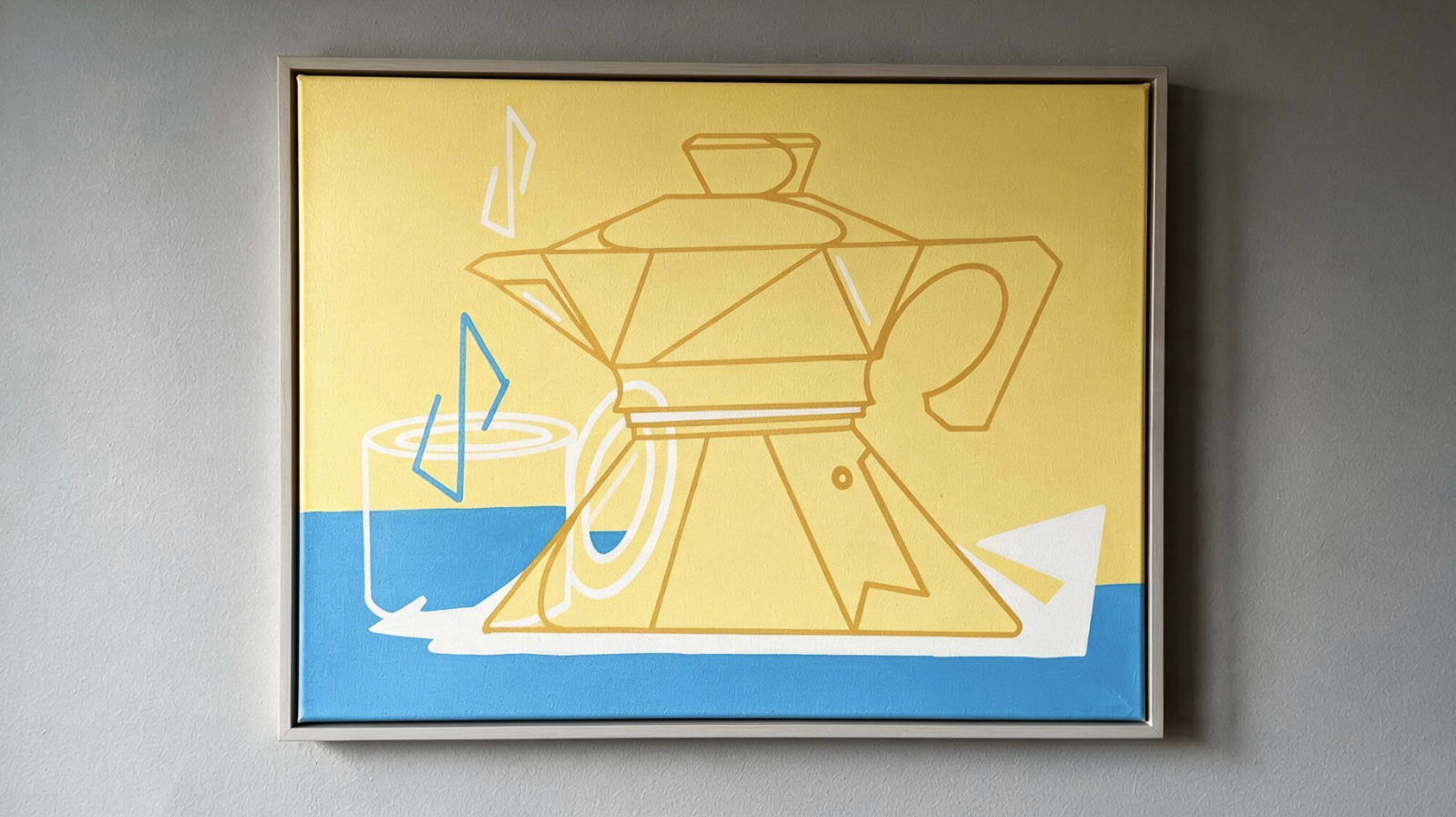 The Coffee Moment — moka pot illustration, yellow
